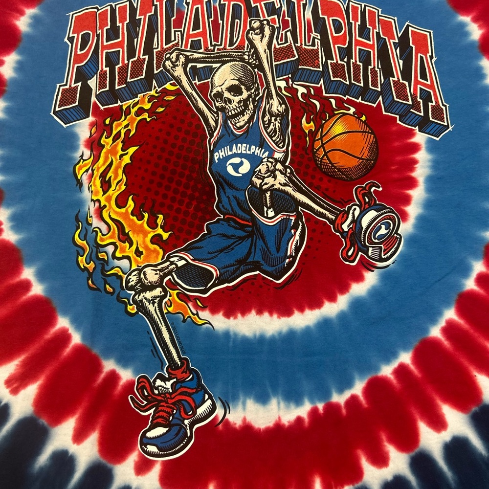 Philadelphia 76ers Dunker Basketball Grateful Dead Liquid Blue Shirt M - Picture 6 of 7